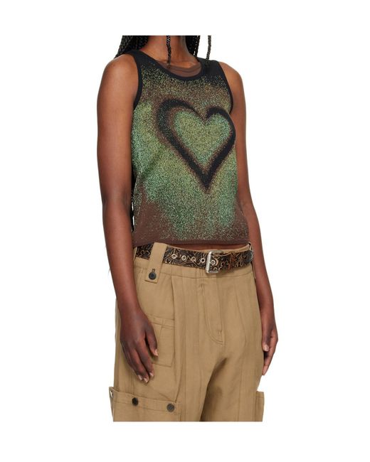 ANDERSSON BELL Green Airbrush Love Tank Top