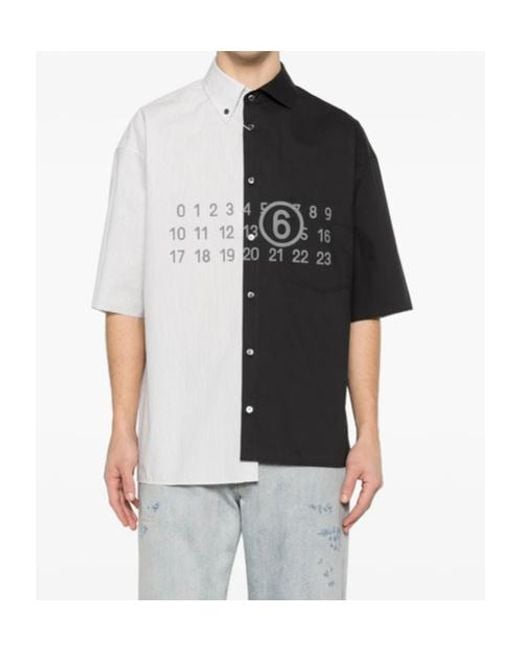 MM6 by Maison Margiela Black Striped Panelled Button-Up Shirt for men