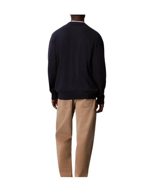 Calvin Klein Blue Classic Cotton Monogram Jumper for men