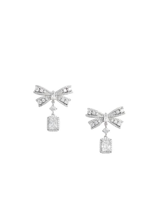 Self-Portrait White Bow Embellished Drop Earrings
