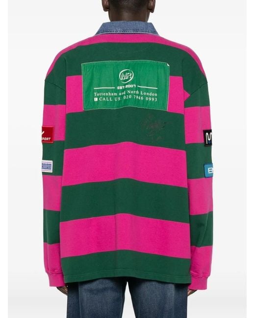 Martine Rose Pink Striped Rugby Polo Shirt for men