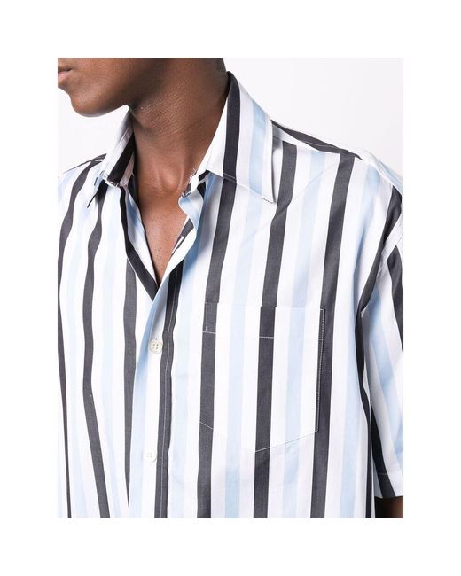 AMI Blue Stripe-Print Shirt for men