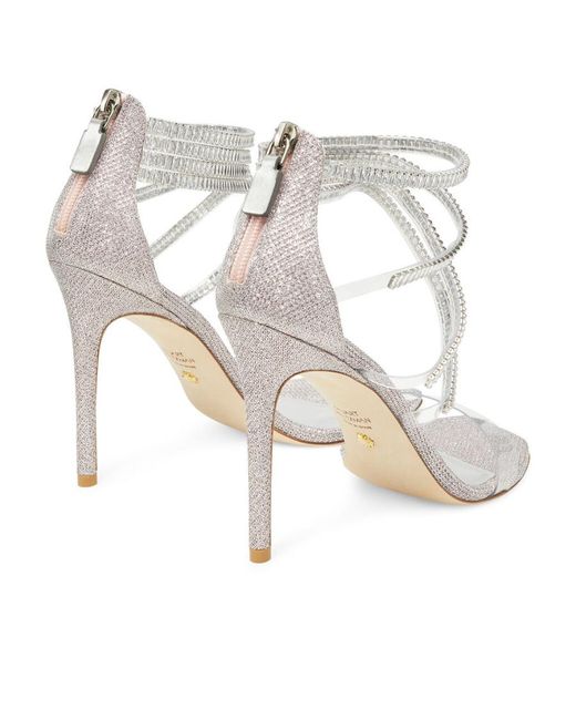 Stuart Weitzman White Logo High-Heeled Sandals