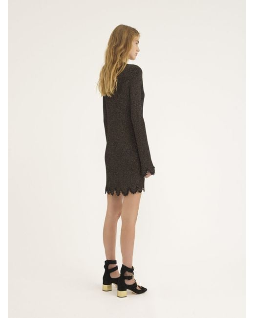 Chloé Black Chloé Ribbed-Knit Mini Dress