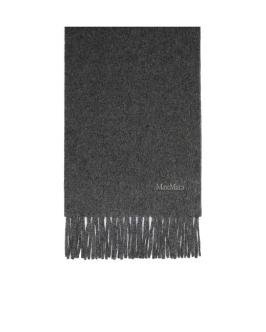 Max Mara Gray Embroidered Wool Scarf