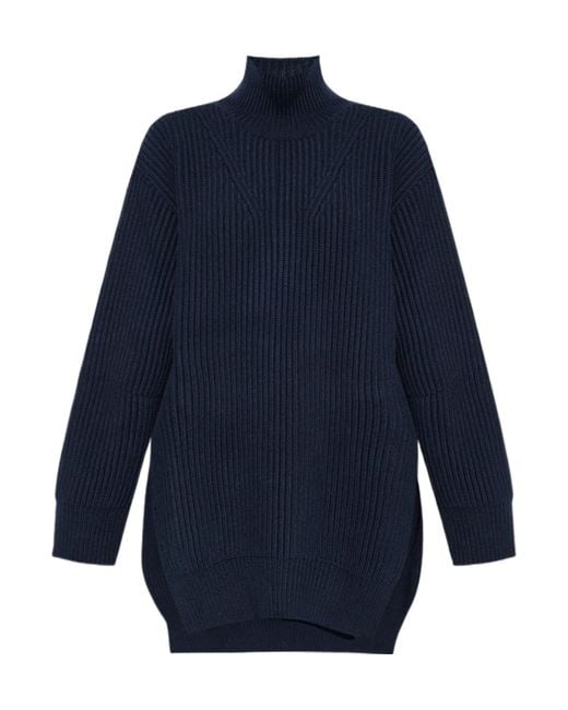 Jil Sander Blue Roll-Neck Knitted Jumper