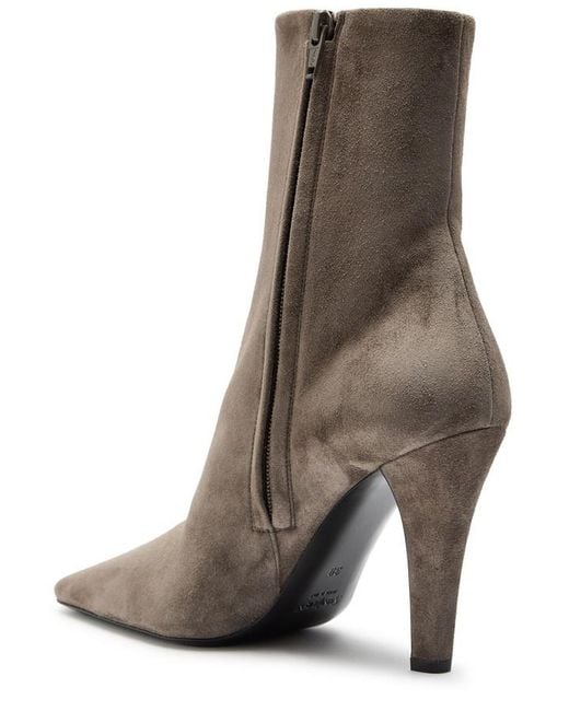 Saint Laurent Brown Jill 95 Suede Ankle Boots