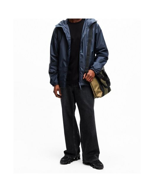 Rains Blue Lohja Hooded Padded Jacket With Zipper for men