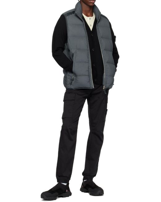 Stone Island Black Compass-Motif Virgin Wool Cardigan for men