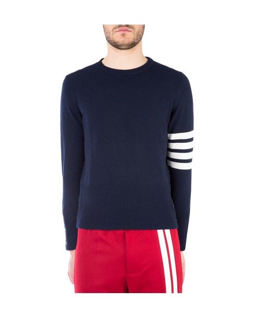 Thom Browne Blue Bar Crewneck Jumper for men