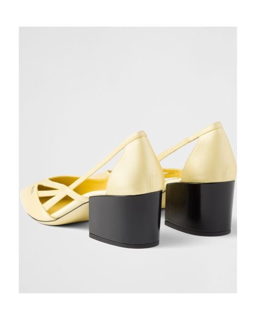 Prada Yellow Cut-Out Detailed Pointed Toe Pumps