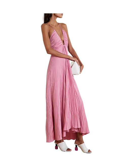 A.L.C. Pink Plissé-Satin Maxi Dress