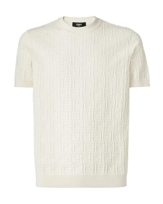 Fendi White Ff Selleria Crewneck Pullover for men