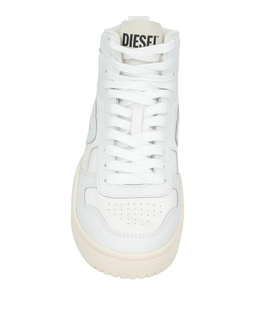 DIESEL White Minimalist High-Top Sneakers