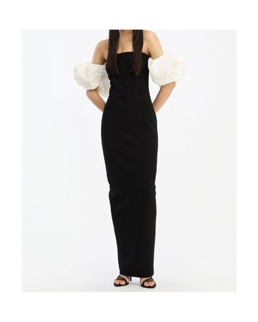 ROTATE BIRGER CHRISTENSEN Black Puff Sleeve Maxi Dress