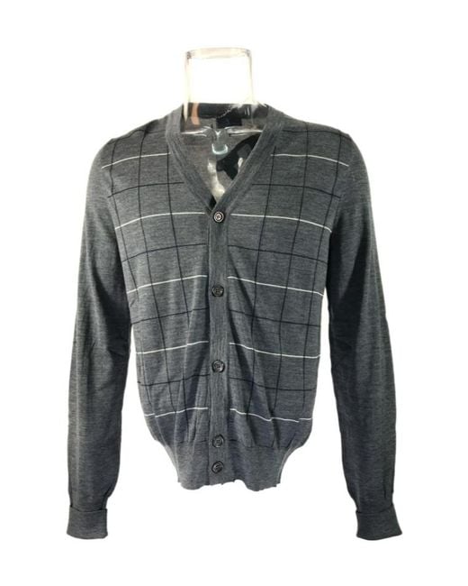 Dunhill Gray V-Neck Long-Sleeved Sweater for men