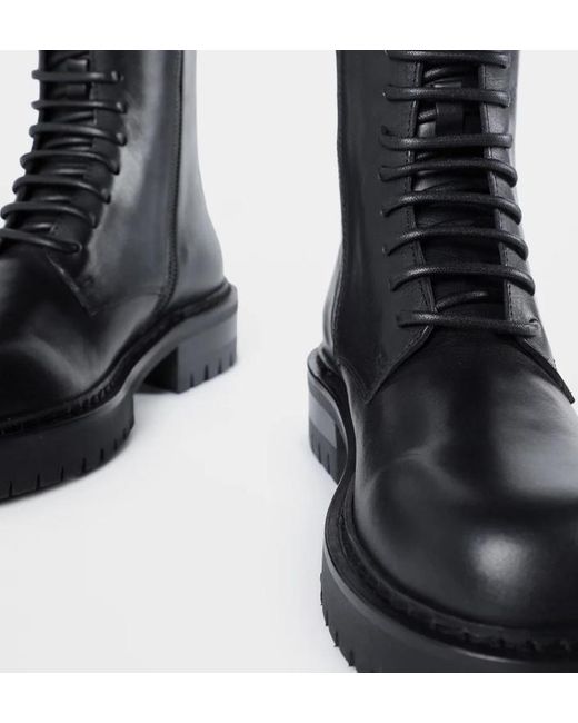 Ann Demeulemeester Black Skagi Lace-Up Lug-Sole Combat Boots