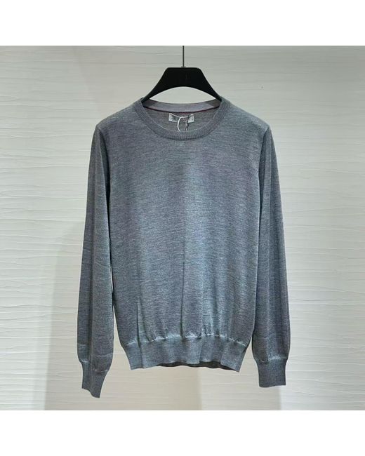 Brunello Cucinelli Blue Long-Sleeved Sweater for men