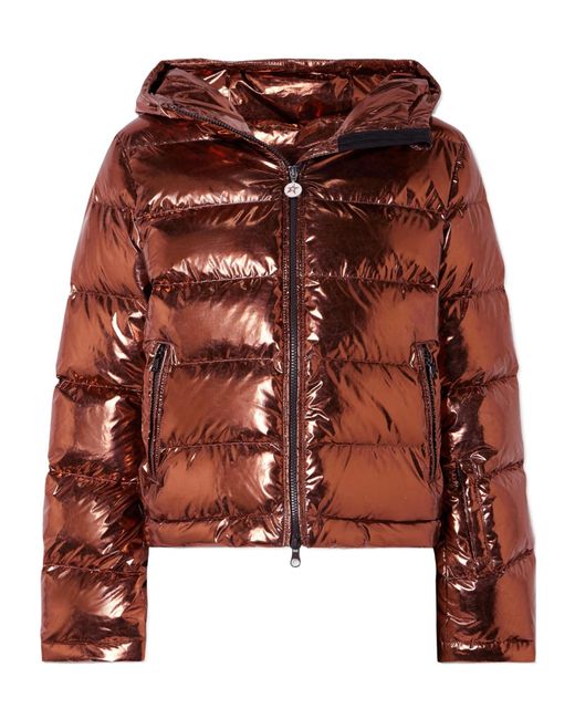 Perfect Moment Brown Polar Flare Metallic Quilted Down Ski Jacket