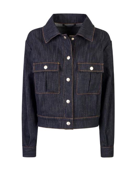 Eleventy Blue Collared Long-Sleeved Casual Jacket