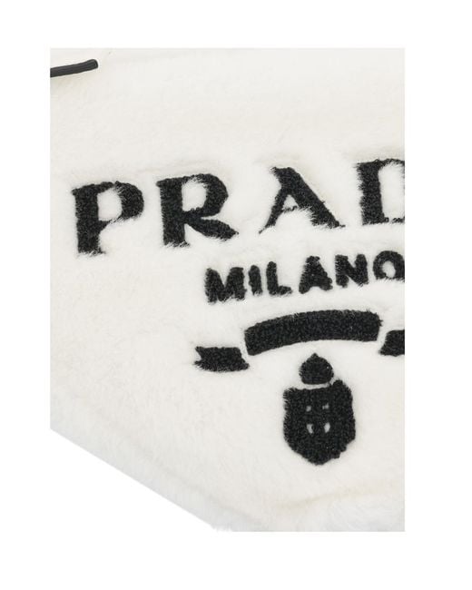 Prada White Triangle Logo Shoulder Bag