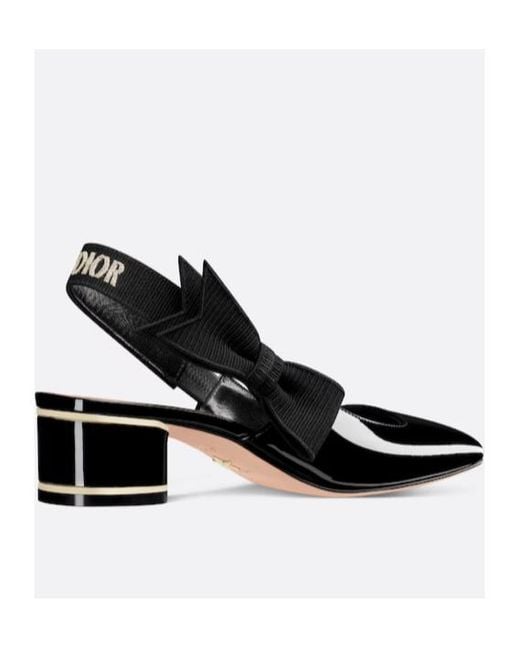 Dior Black Christian Bow Detailed Slingback Pumps