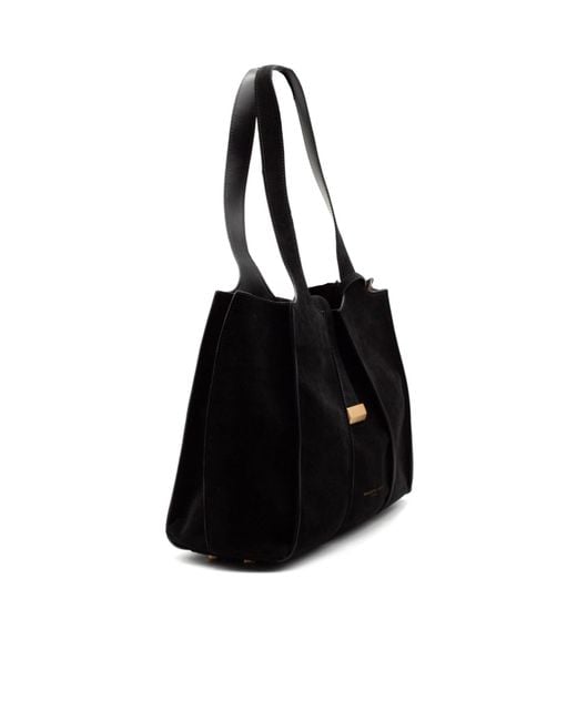 Roberto Festa Black Eloise Ribbed Tote Bag