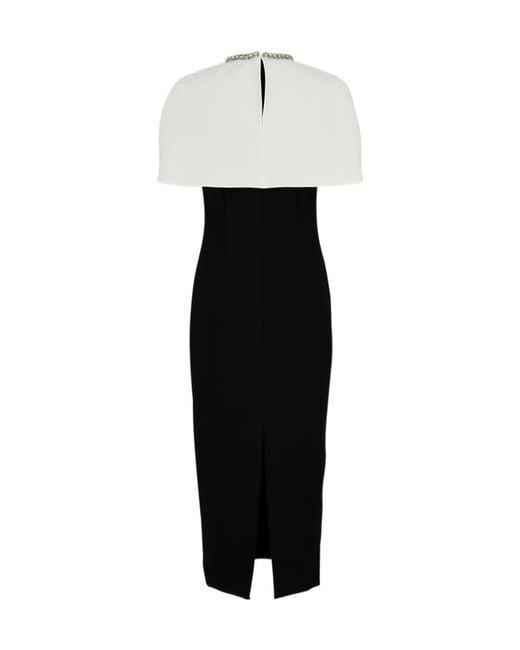 Roland Mouret Black Crystal Trimmed Shawl Crepe Dress