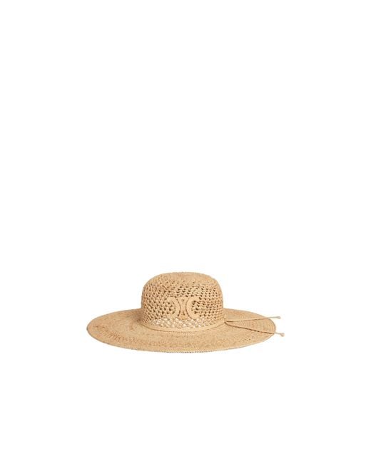 Céline White Triomphe Wide-Brimmed Hat