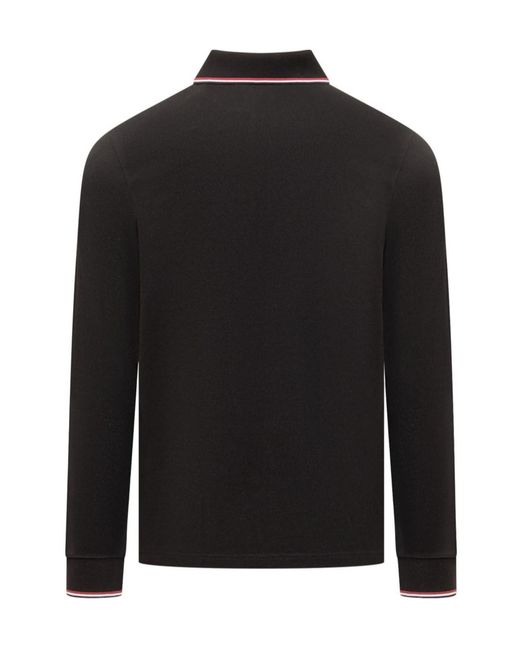 Moncler Black Logo Patch Long-Sleeved Polo Shirt for men