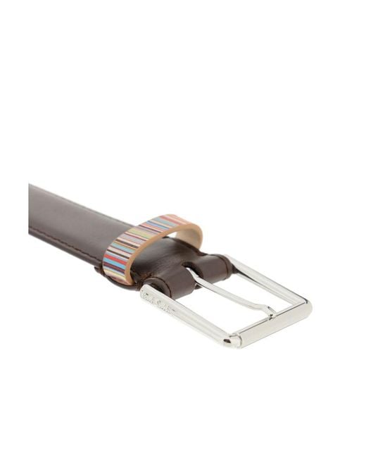 Paul Smith White Signature Stripe Buckled Belt for men