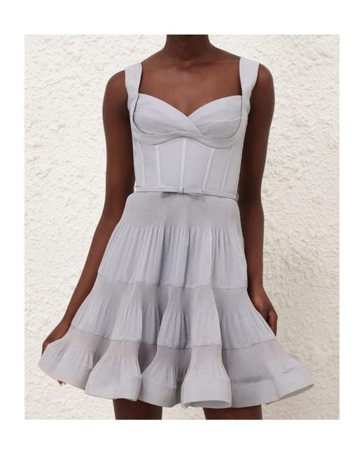 Zimmermann Gray Pleated Draped Mini Dress