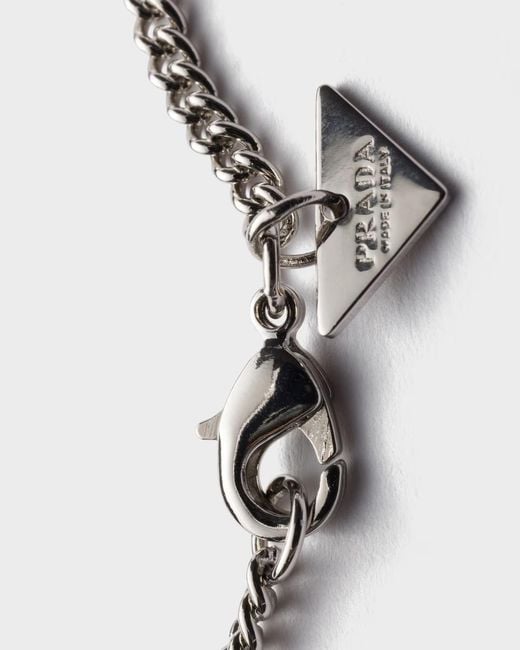 Prada Metallic Enameled Metal Necklace for men
