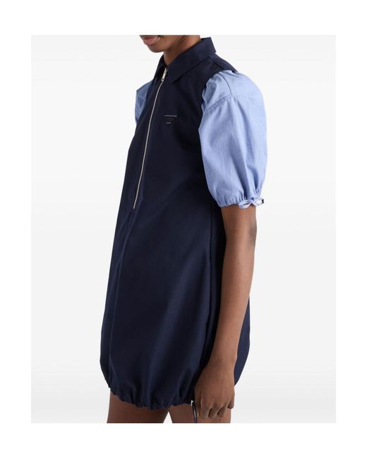 Prada Blue Sleeveless Drawstring Dress