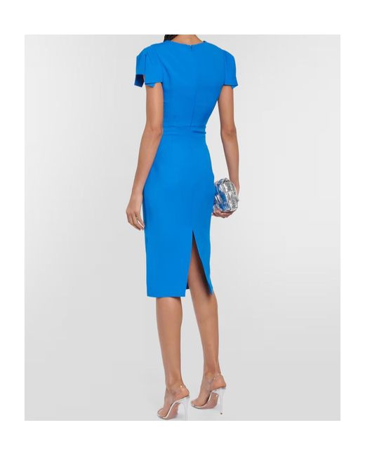 Roland Mouret Blue Gathered Midi Dress