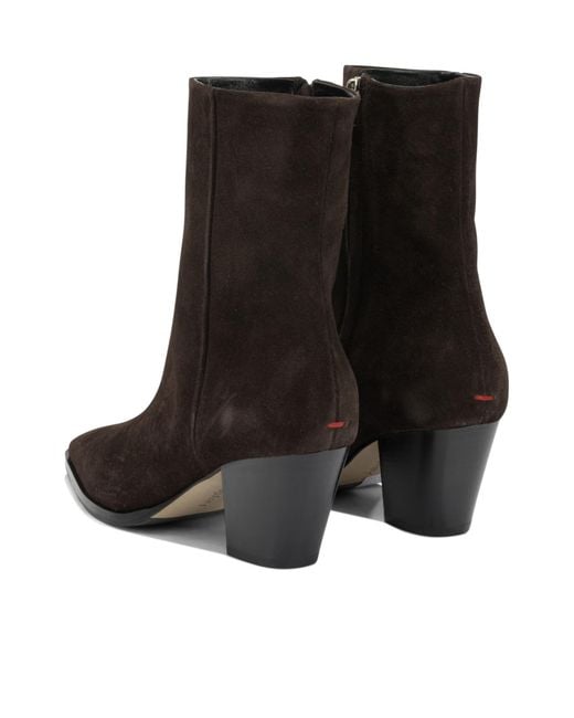 Aeyde Brown Square-Toe Ankle Boots