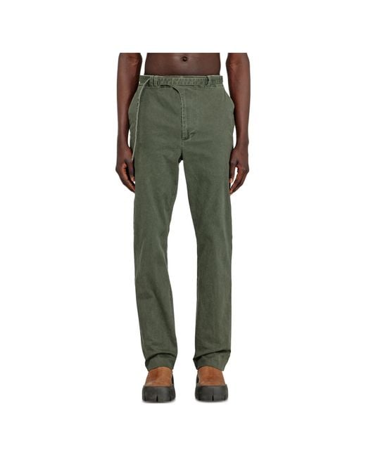 DIESEL Green P-Nedar-Co Biker Strap Pants for men