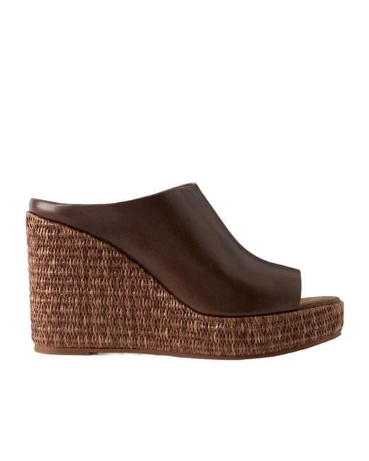 Brunello Cucinelli Brown Platform Wedge Espadrille Sandals