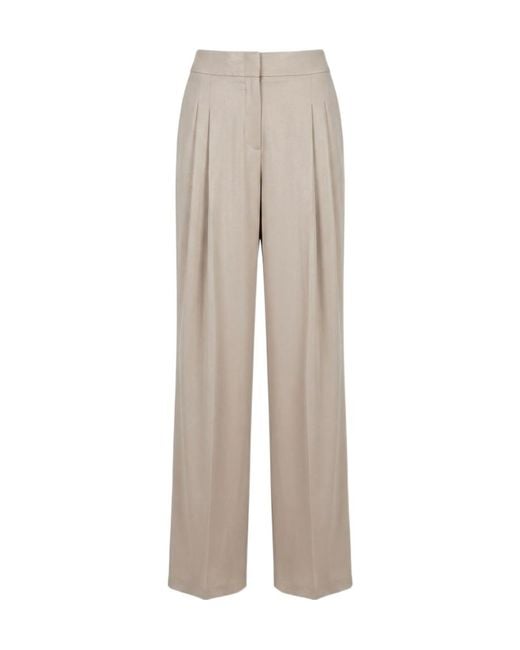 Peserico Natural Pleated Straight-Leg Pants