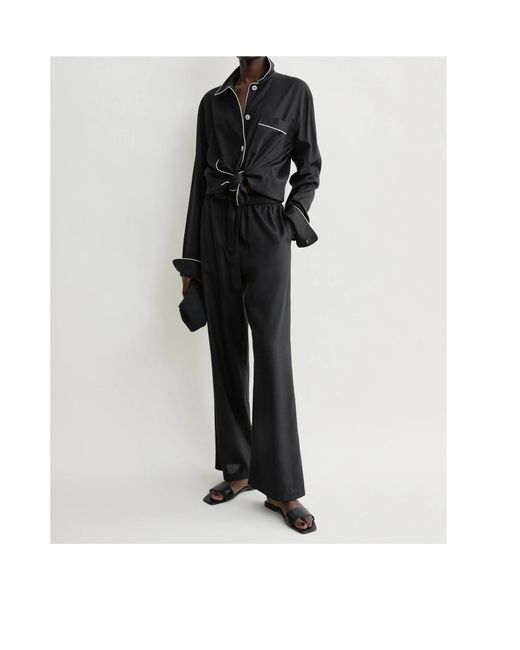 Totême Black Straight-Leg Trousers