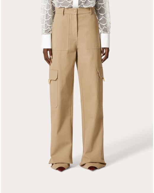 Valentino Natural High Waist Wide Leg Trousers