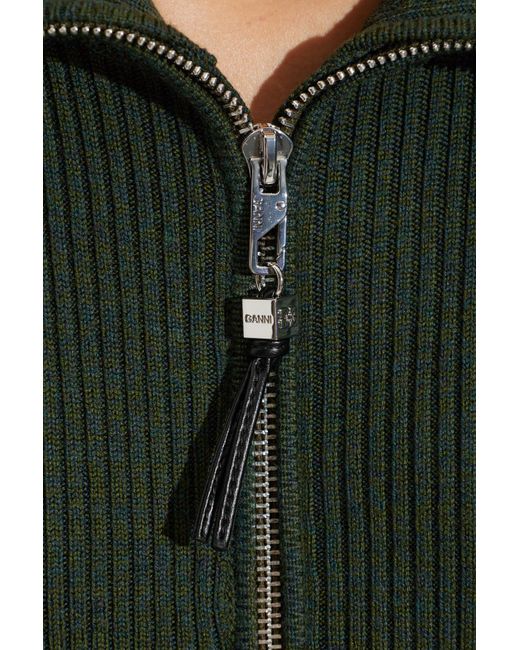 Ganni Green Long-Sleeved Dress