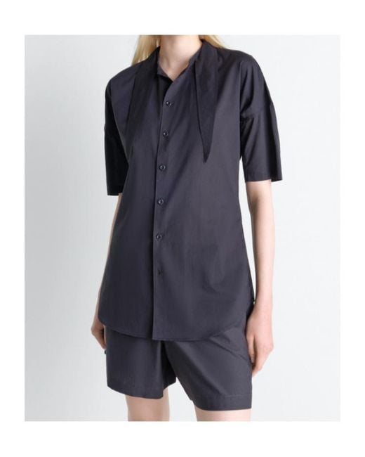 Lemaire Blue Foulard Detailed Short Sleeved Shirt