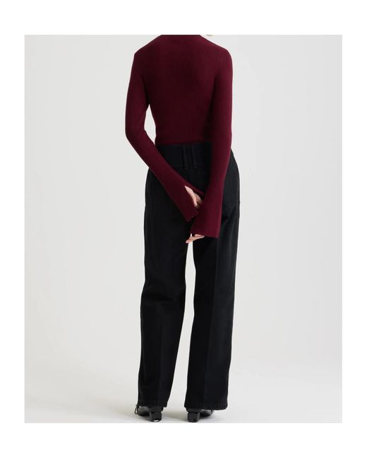 Patou Red Turtleneck Ribbed Sweater