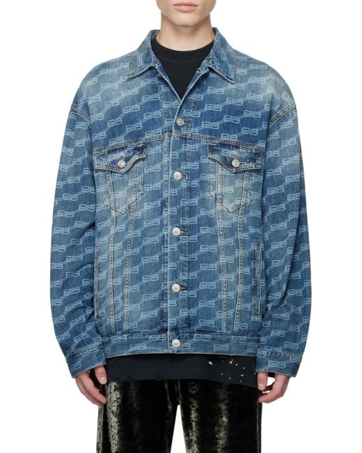 Balenciaga Blue Giacca Bb Monogram Large Fit Da Uomo for men