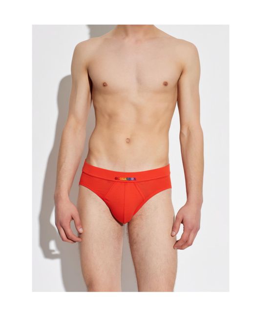 DSquared² Red Logo Briefs for men