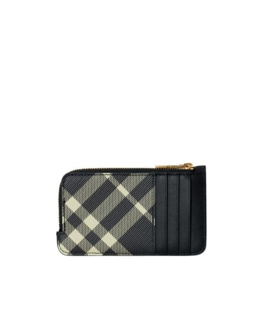 Burberry Black Vintage Check Zipped Wallet