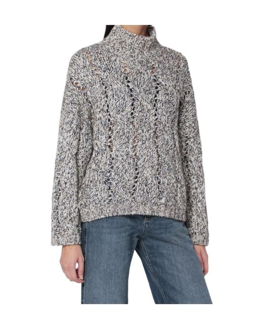 Brunello Cucinelli Brown Soft Wool, Cashmere And Mohair Turtleneck Sweater With Braided Design