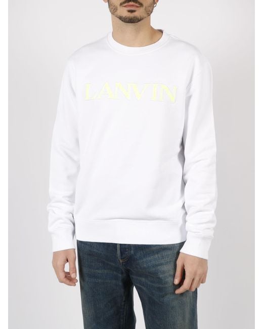 Lanvin White Logo Round Neck Sweater for men