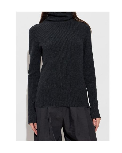 Lisa Yang Blue Sabrine Buttoned Turtleneck Knitted Sweater